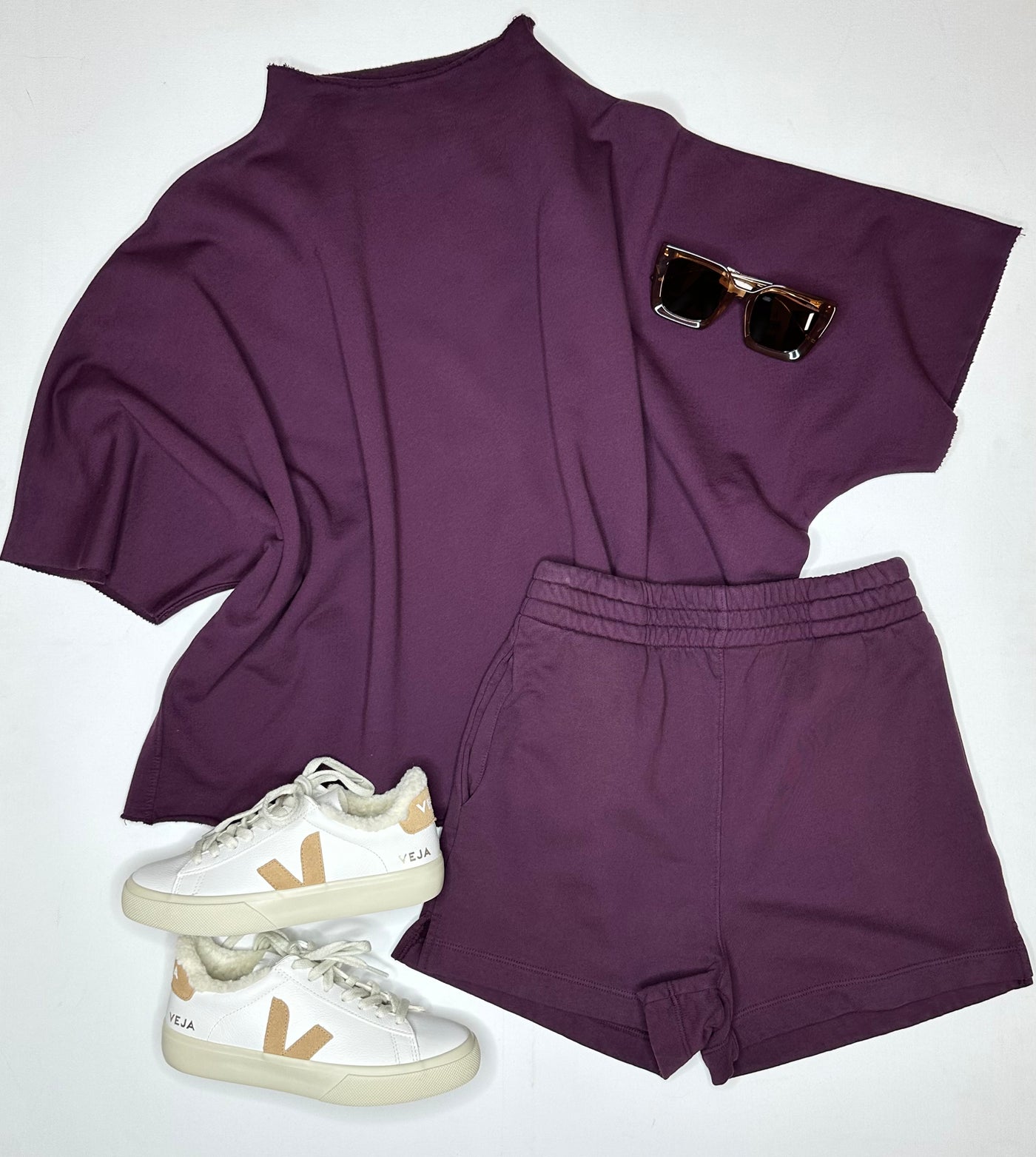 Terry Shorts in Plum