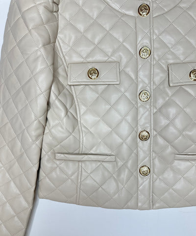 Quilted Cropped Jacket in Natural