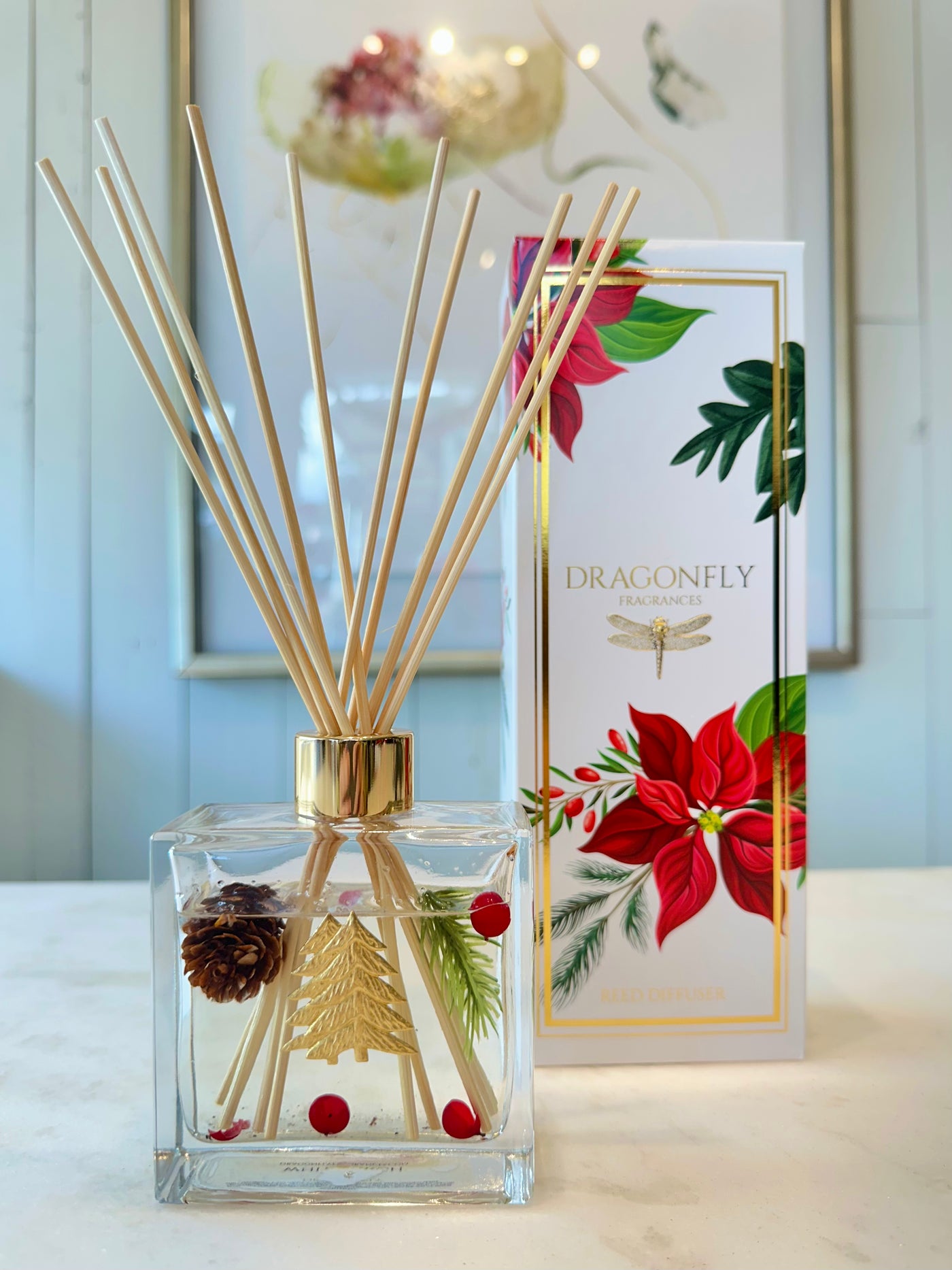 Poinsettia Botanical Reed Diffuser in White Birch