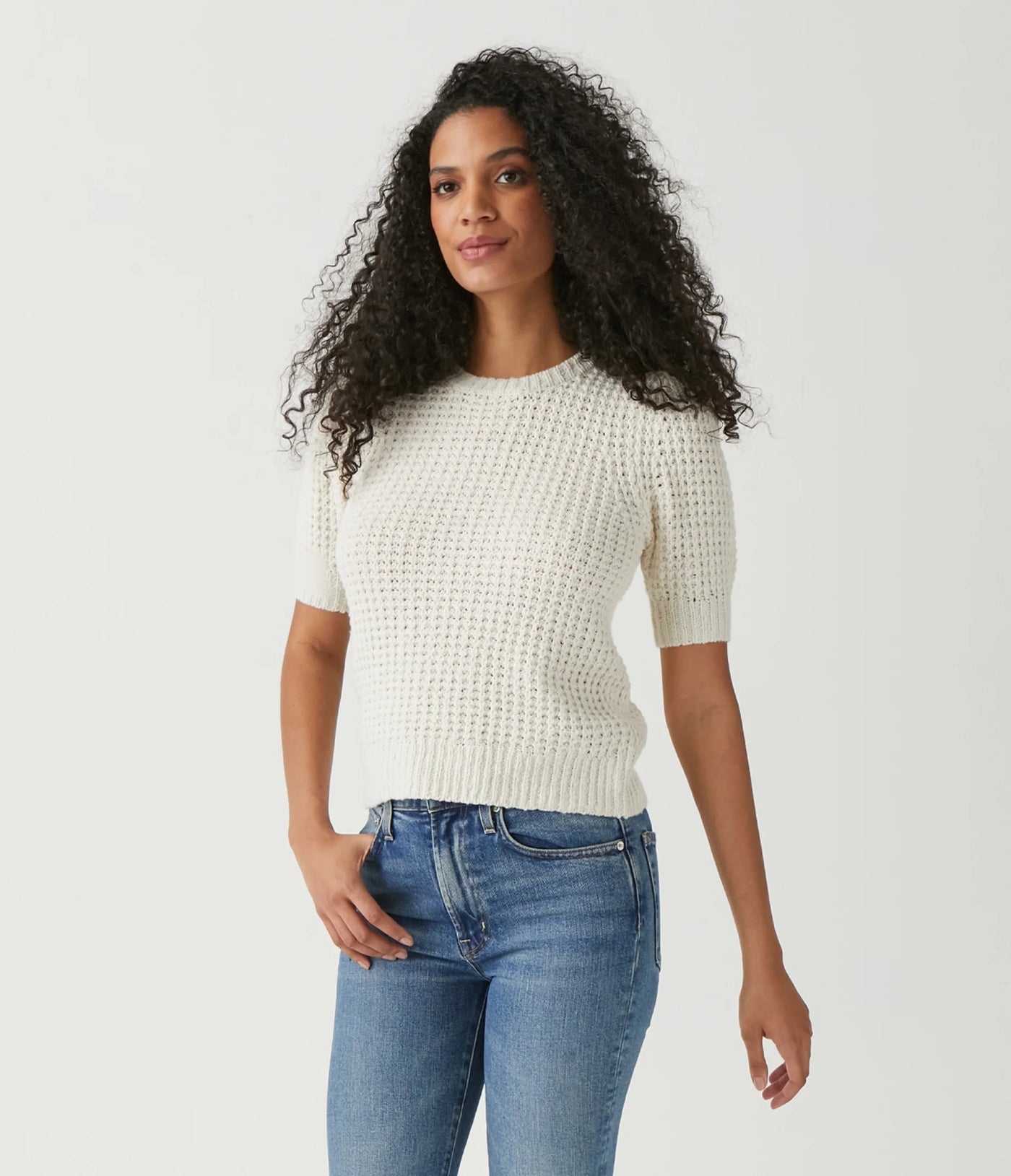 Astrid Puff Sleeve Sweater in Ivory