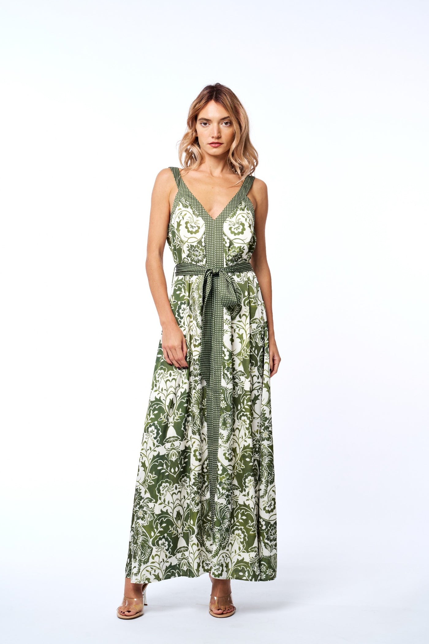 Tiger Print Maxi Dress in Green Multi