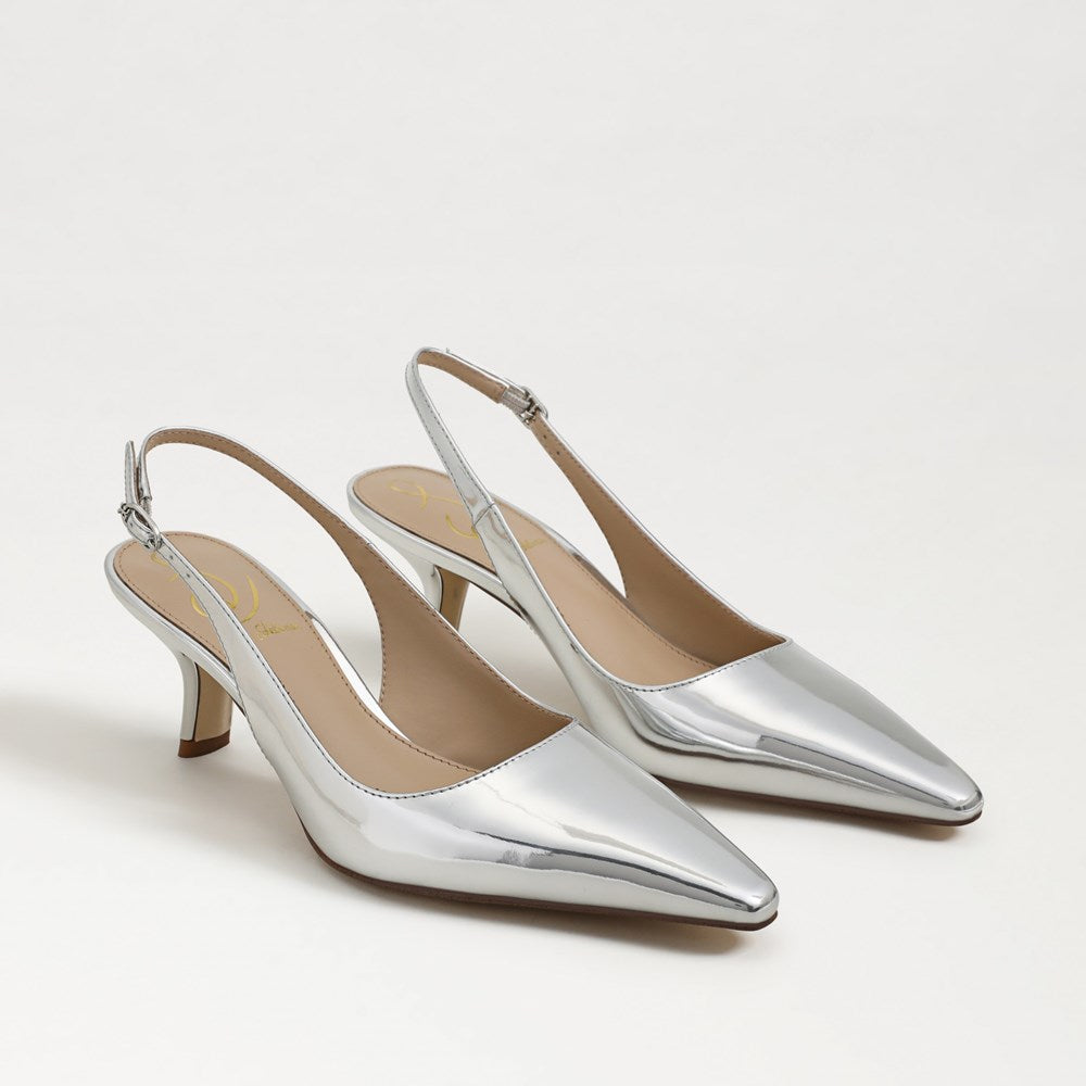 Bianka Slingback Pump in Soft Silver Patent