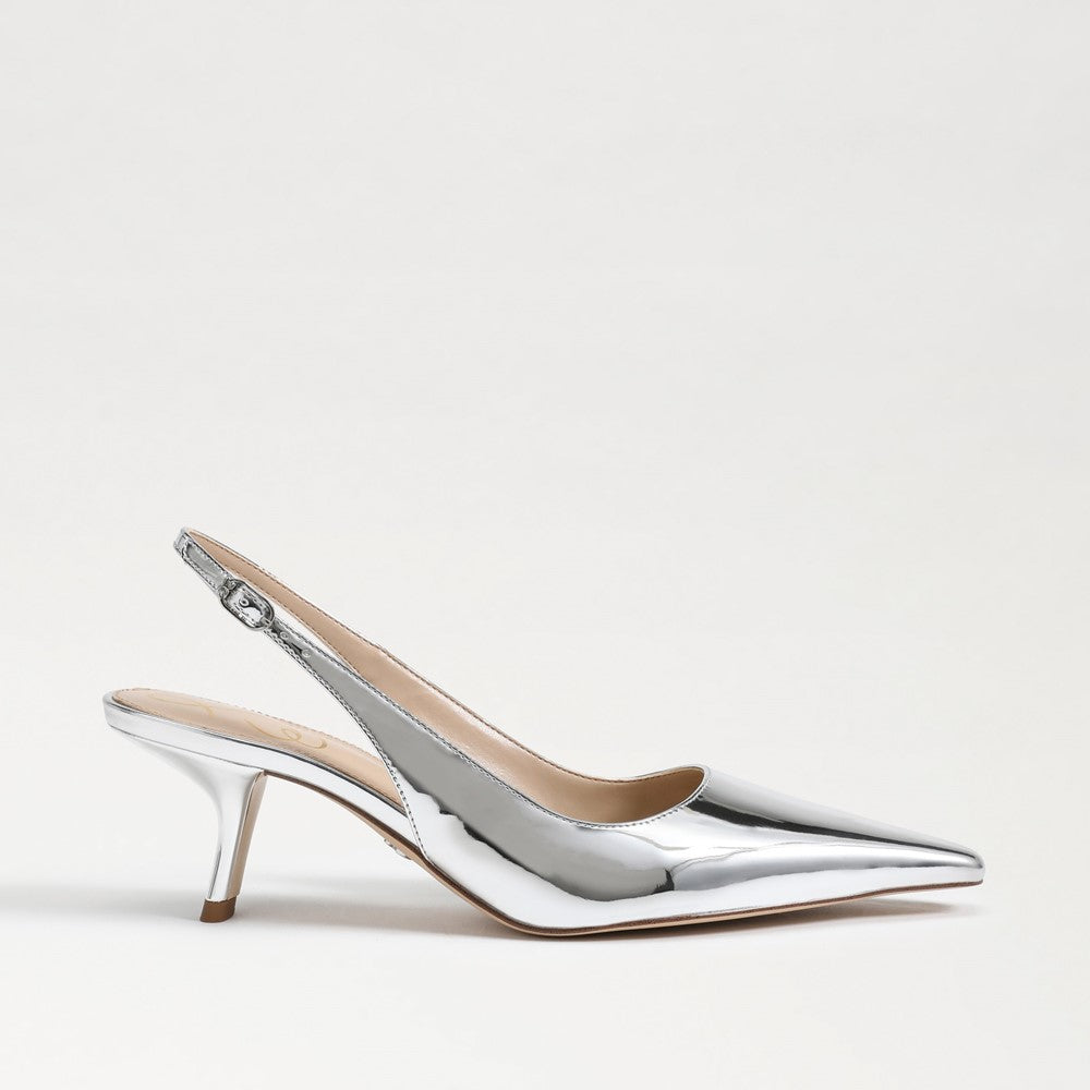 Bianka Slingback Pump in Soft Silver Patent