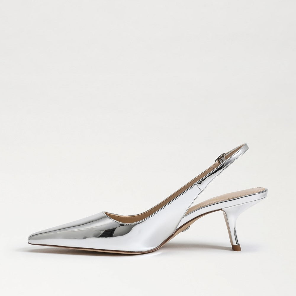 Bianka Slingback Pump in Soft Silver Patent