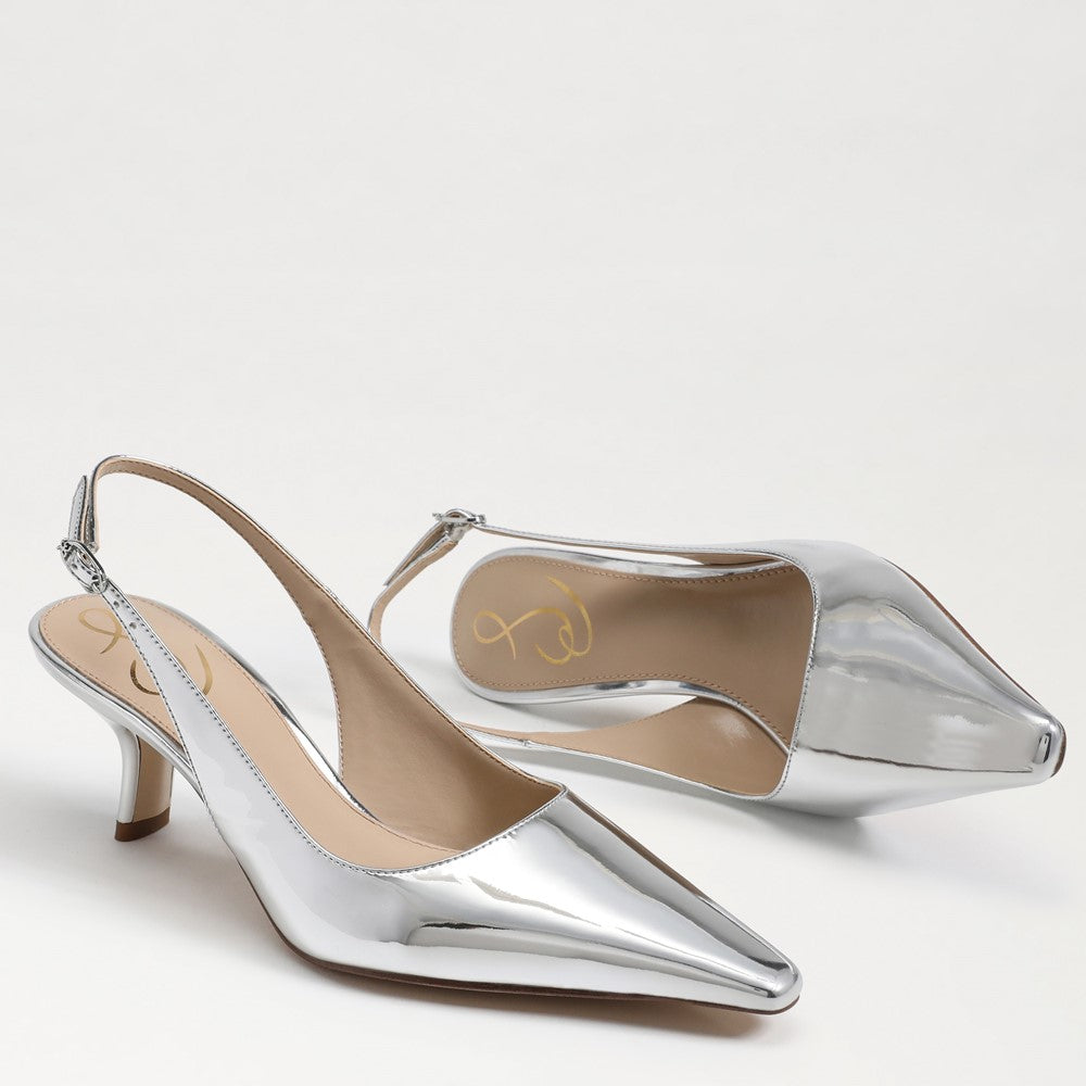 Bianka Slingback Pump in Soft Silver Patent