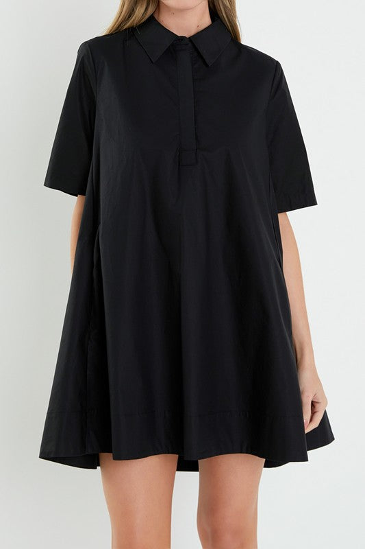 Jimmie Shirt Dress in Black