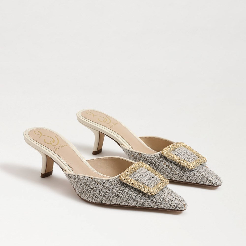 Brit Kitten Heel in Ivory Boucle