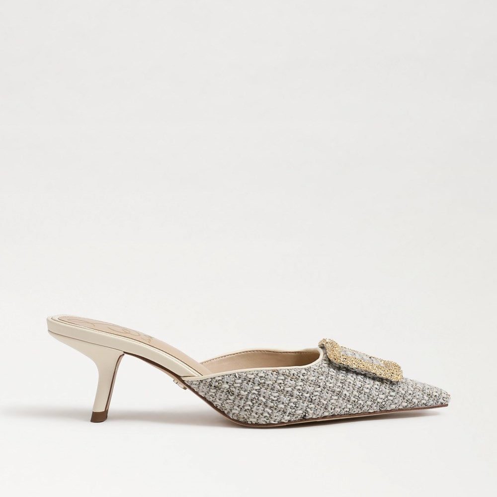 Brit Kitten Heel in Ivory Boucle