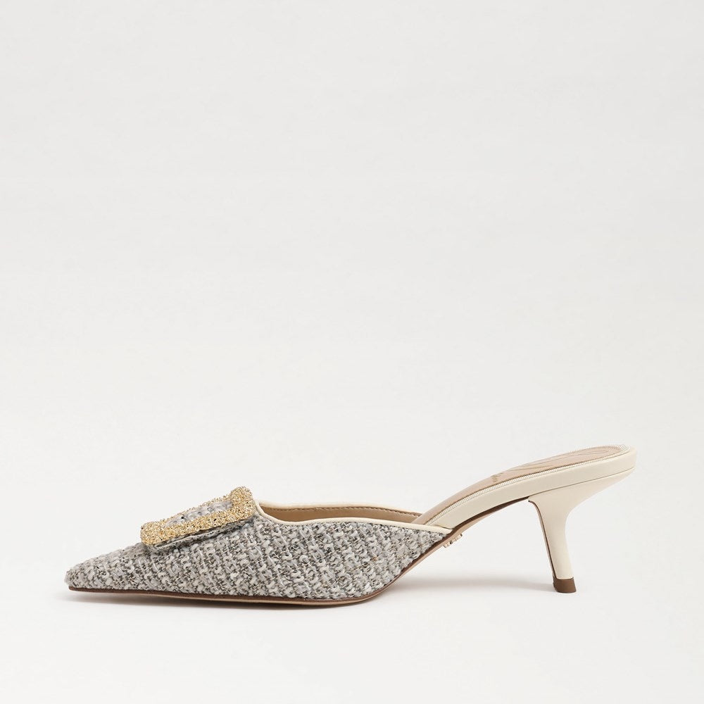 Brit Kitten Heel in Ivory Boucle