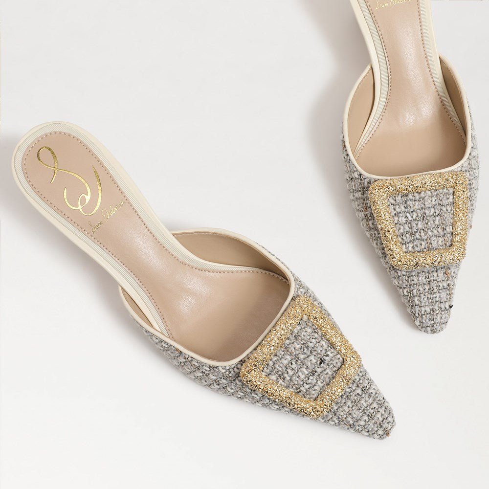 Brit Kitten Heel in Ivory Boucle