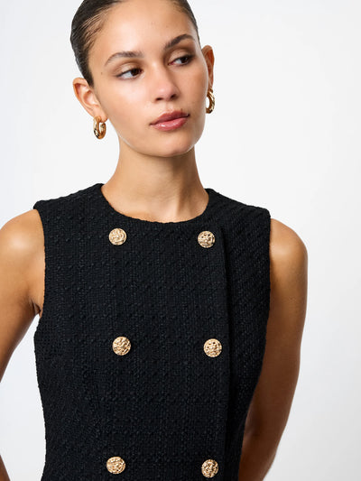 Structured Tweed Mini Dress in Black