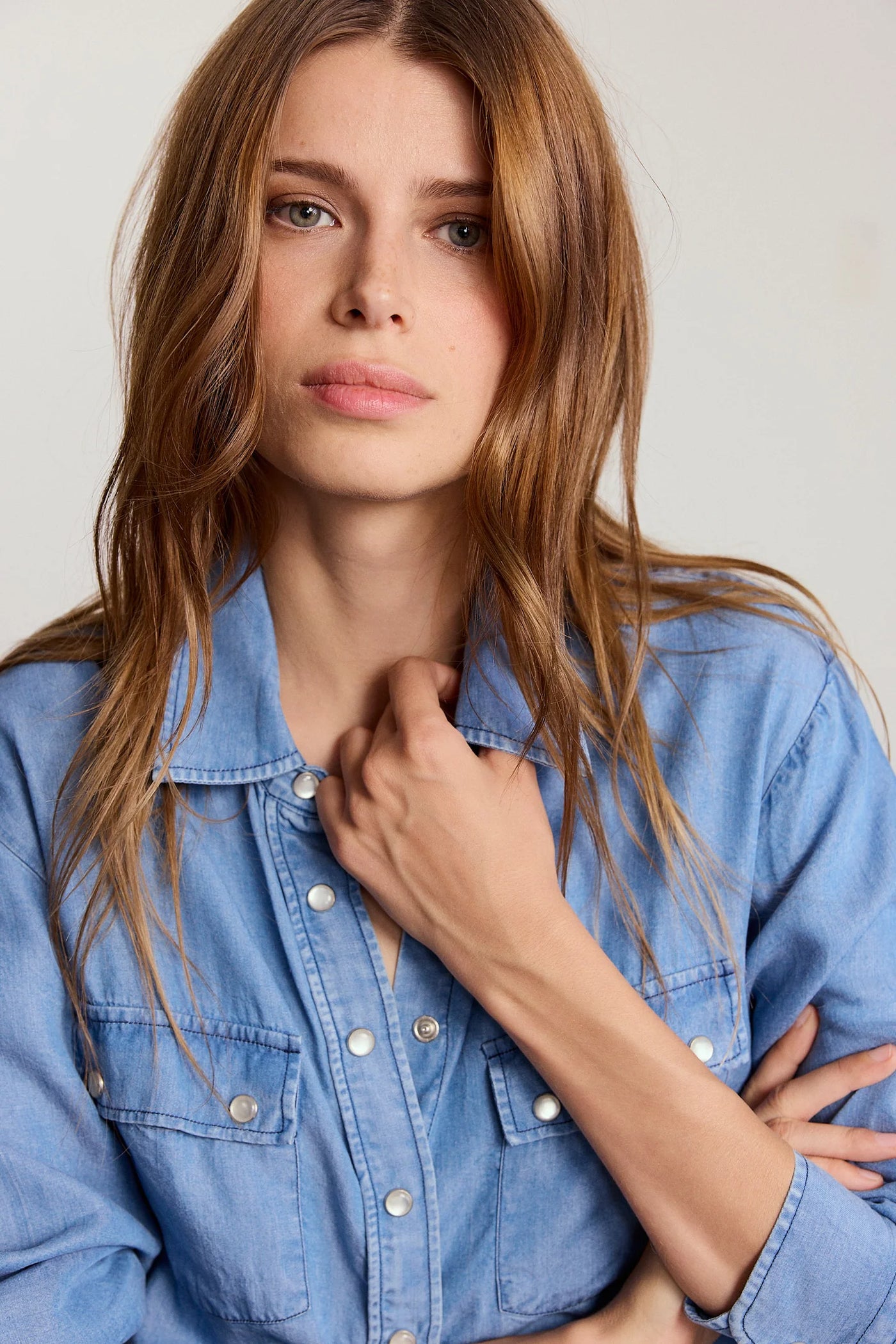 The Denim Shirt in Pearl Snaps