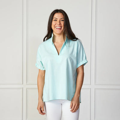 Betsy Collared Chambray Top in Mint