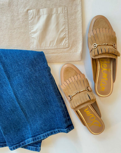 Nylon 2 Pocket Crew Sweater in Latte