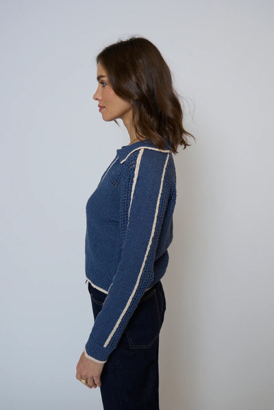 Carla Mesh Yoke Polo in Navy Combo