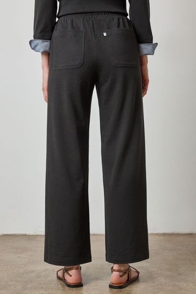 Drawcord Wide Leg Pant in Black