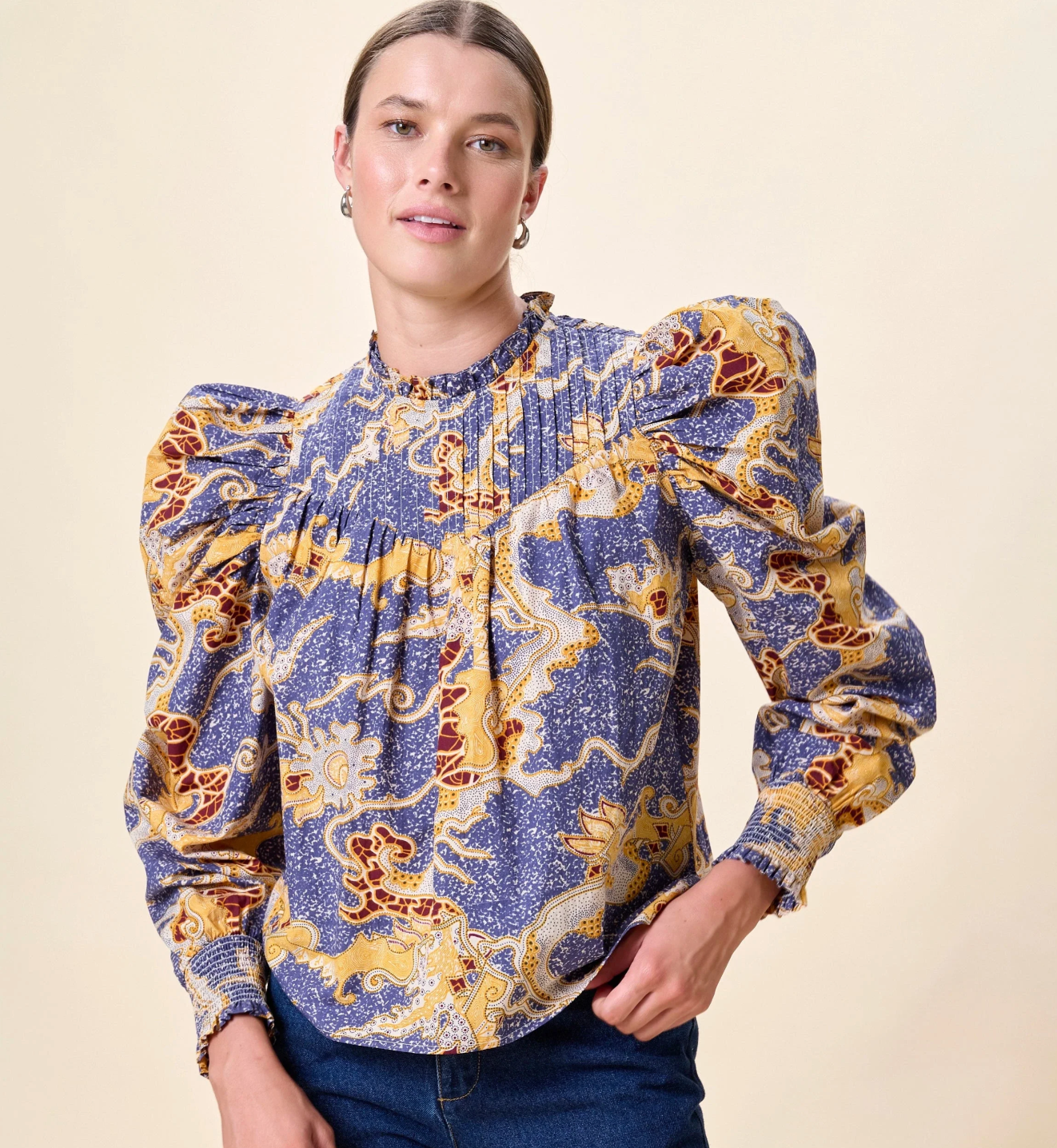 Irina Blouse in Blue Castello