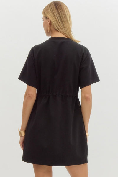 On The Go T-Shirt Dress in Black