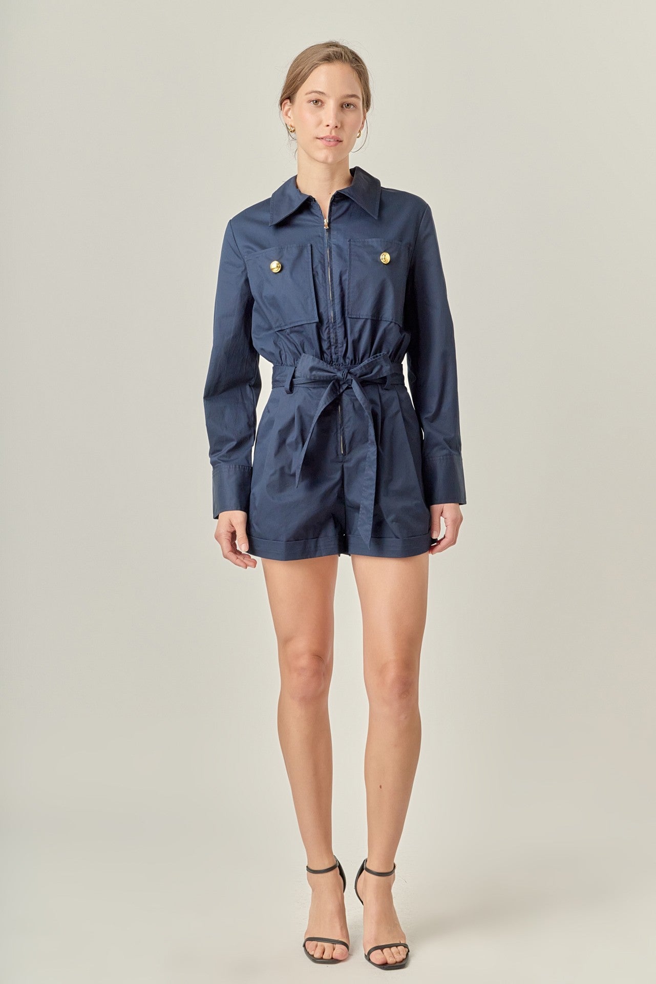Big Pocket Romper in Navy