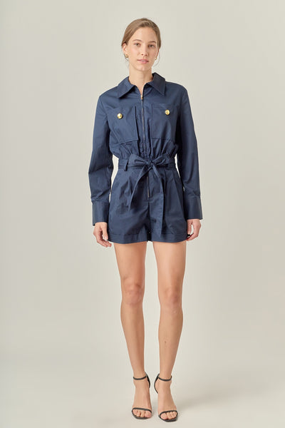 Big Pocket Romper in Navy