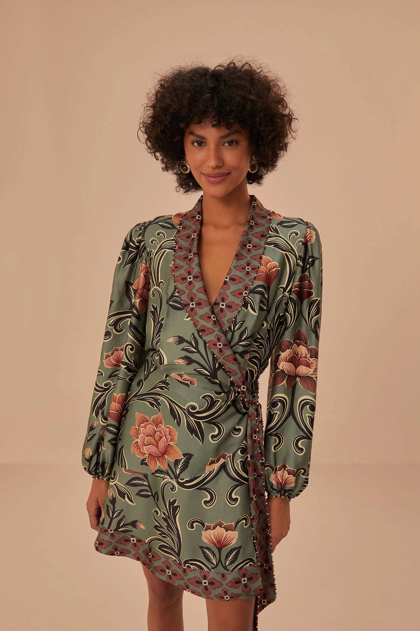 Arabesque Mini Dress in Green Floral