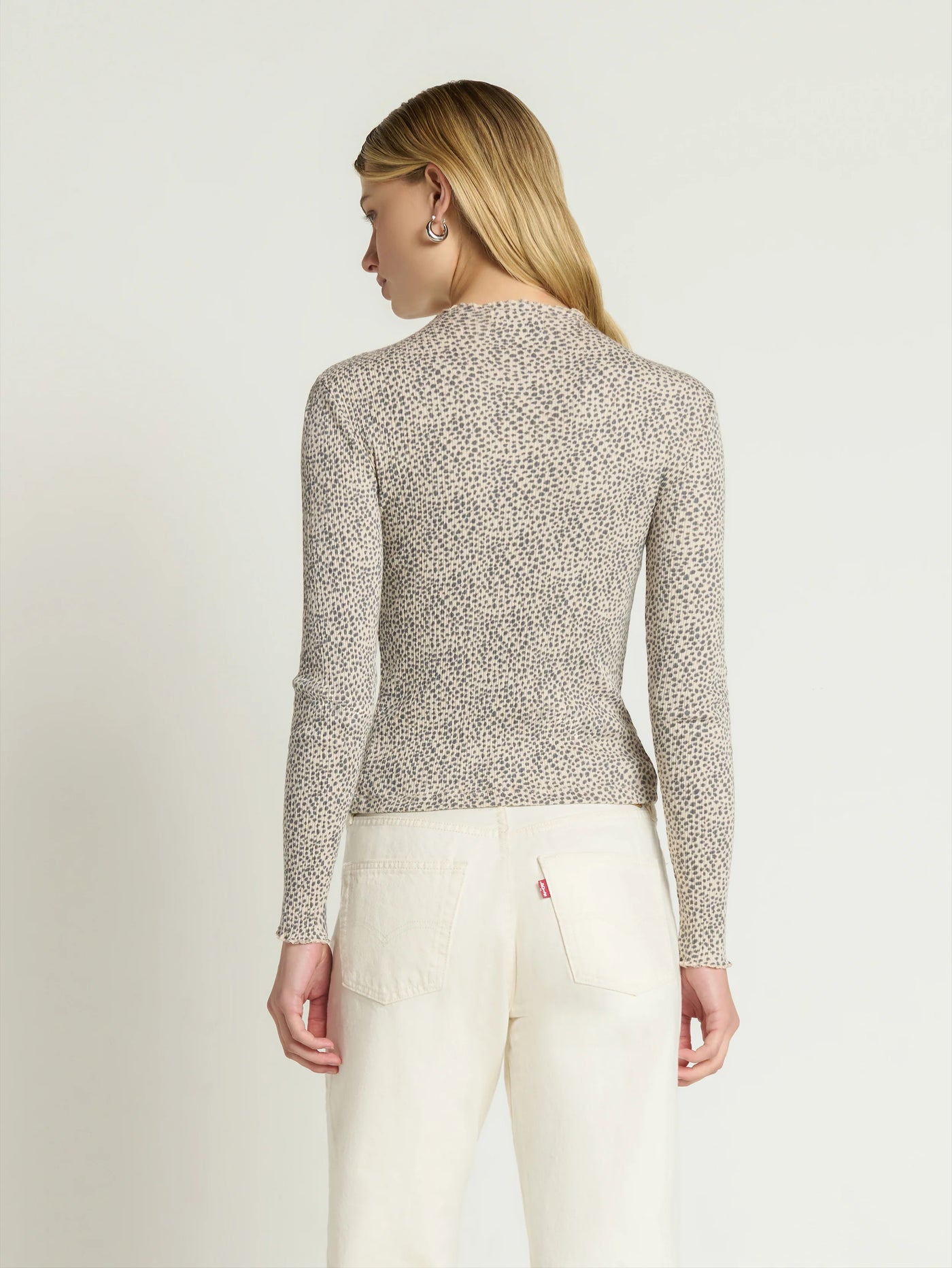 Brenna Mock Neck Top in Winter Pebble