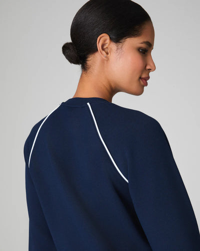 AirEssentials Pique Long Sleeve Crewneck Top in Timeless Navy