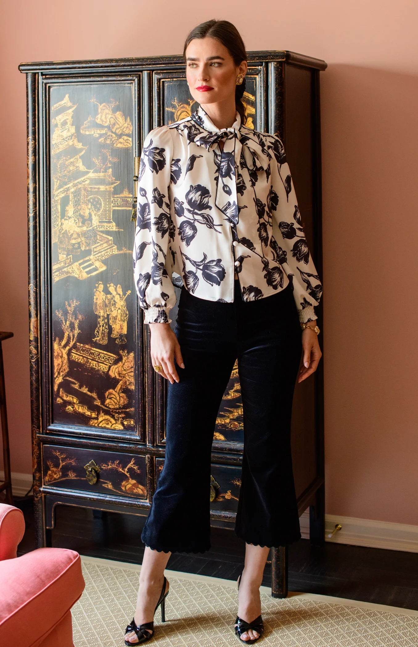 Brit Bow Blouse in Snow Tulip