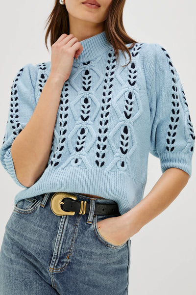 Addy Sweater in Sky Navy Cables