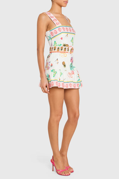 Lena Skort Romper in Postcard Prints