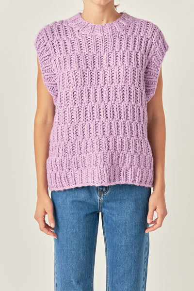 Chunky Knit Sweater Vest in Lilac