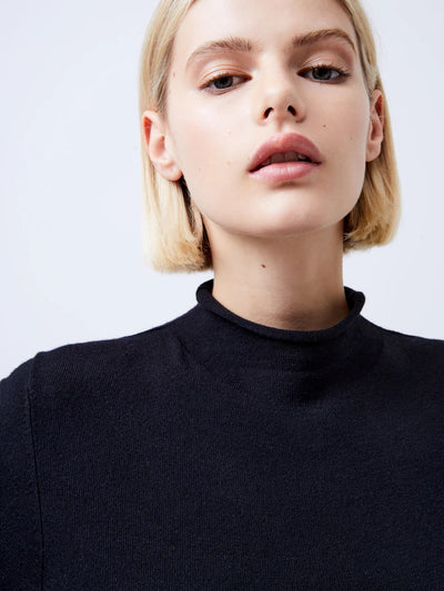 Cosysoft Fitted Mock Neck Sweater in Black