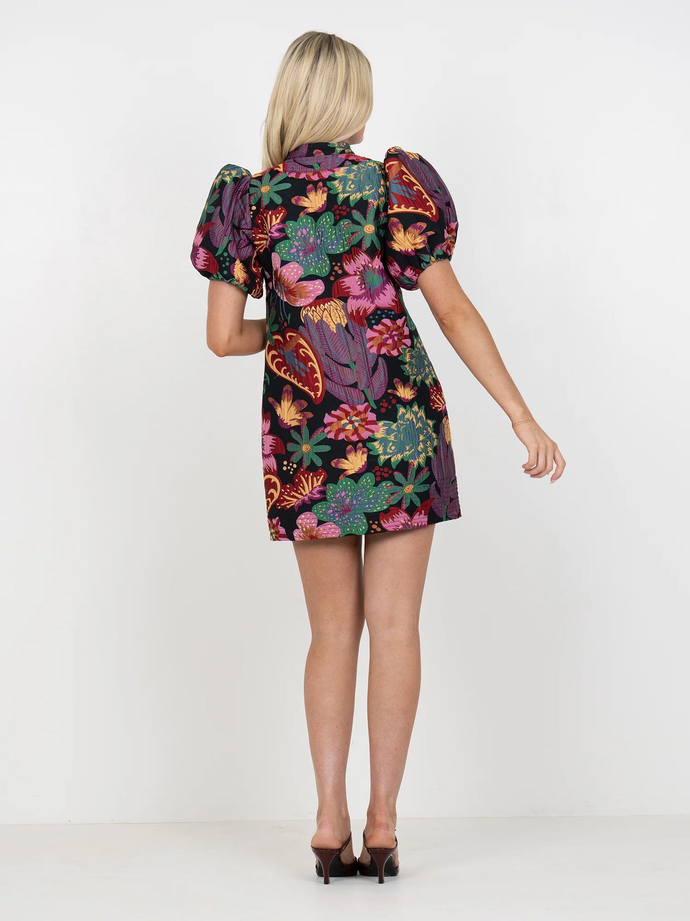 Hampton Mini Dress in Midnight Garden