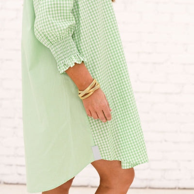 Kimberly Dress in Green Gingham