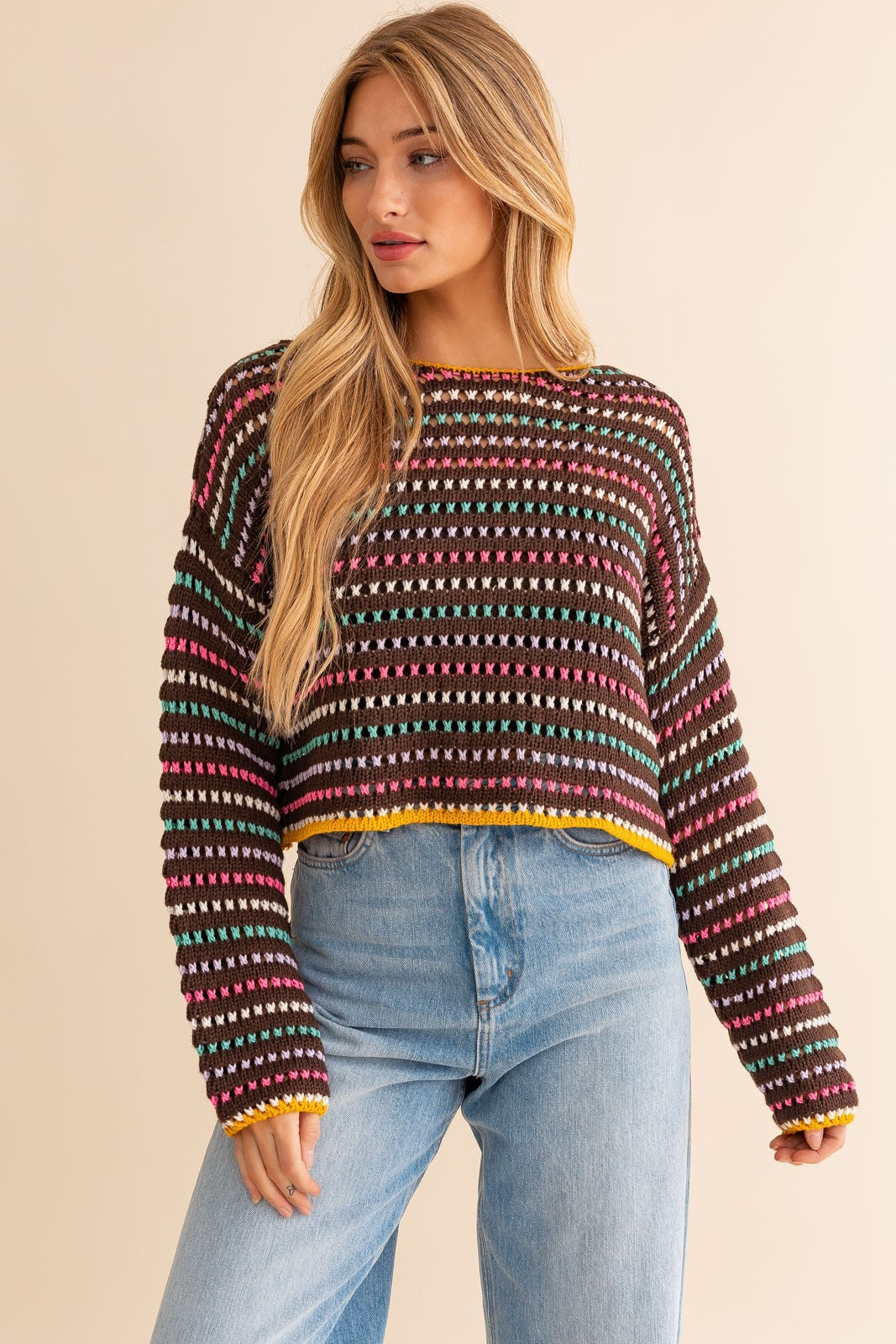 Recycled Yarn Sweater in Brown