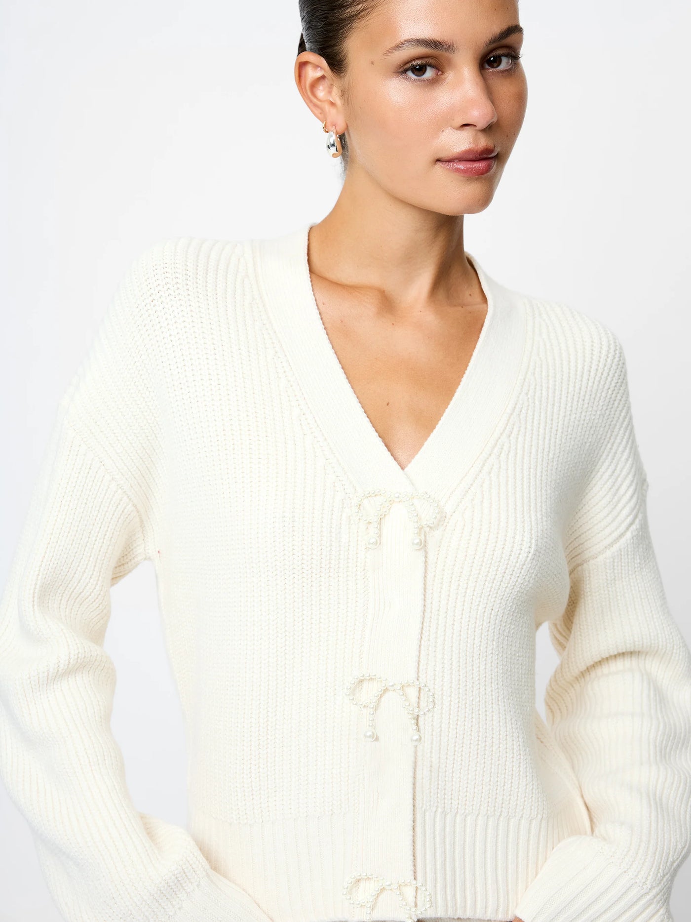 Babysoft Pearl Bow Sweater in Porcelain Cream