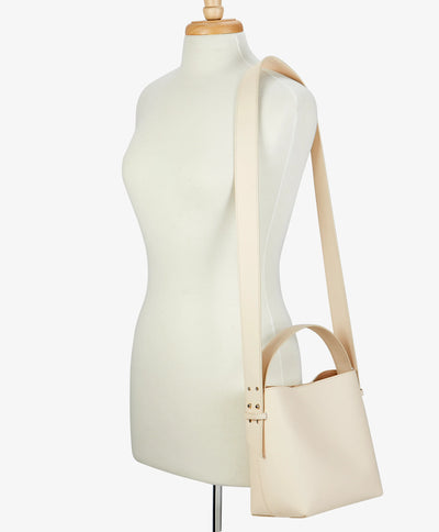 Selena Bucket Bag in Ivory European Calfskin Leather