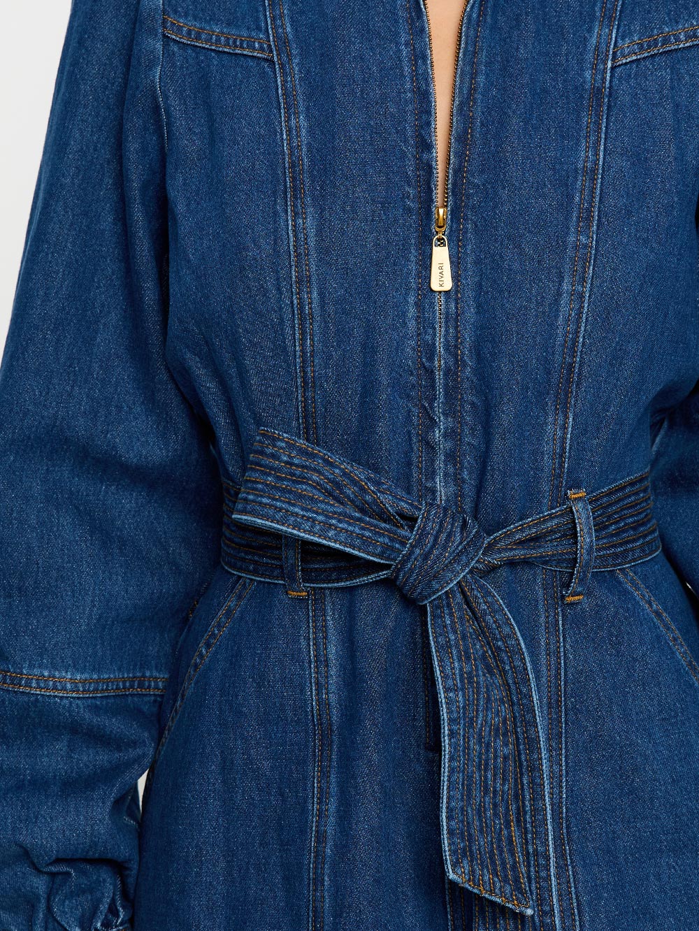 Lourdes Denim Playsuit in Indigo Blue