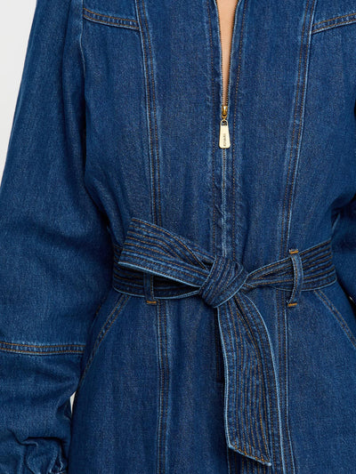 Lourdes Denim Playsuit in Indigo Blue