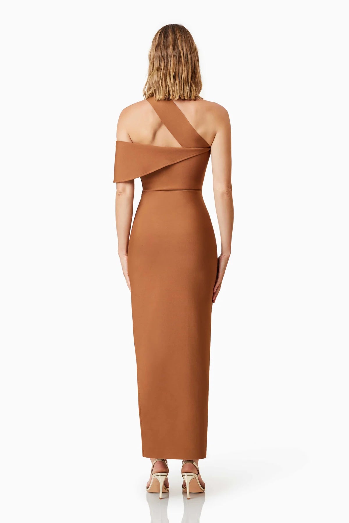 Riley Fitted Maxi Dress In Bronze