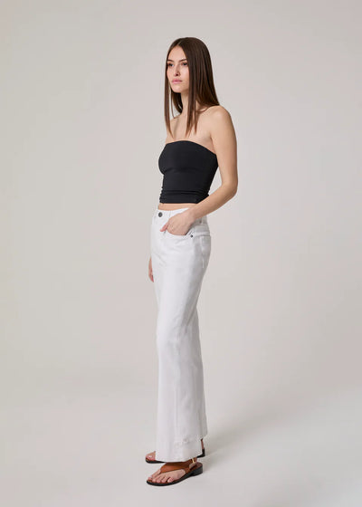 Grant High Rise Long Flare Jeans in Optic White