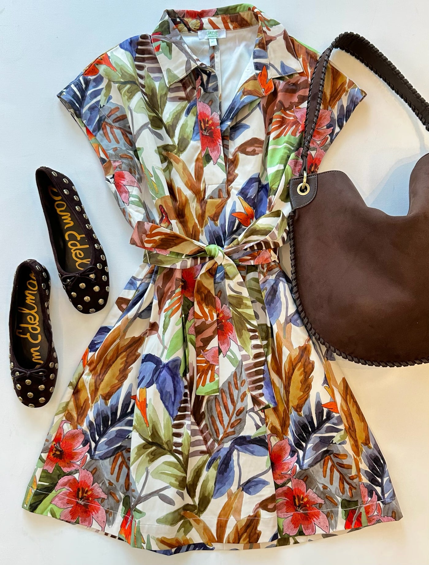 Harriett Dress in Leaf Mosaic