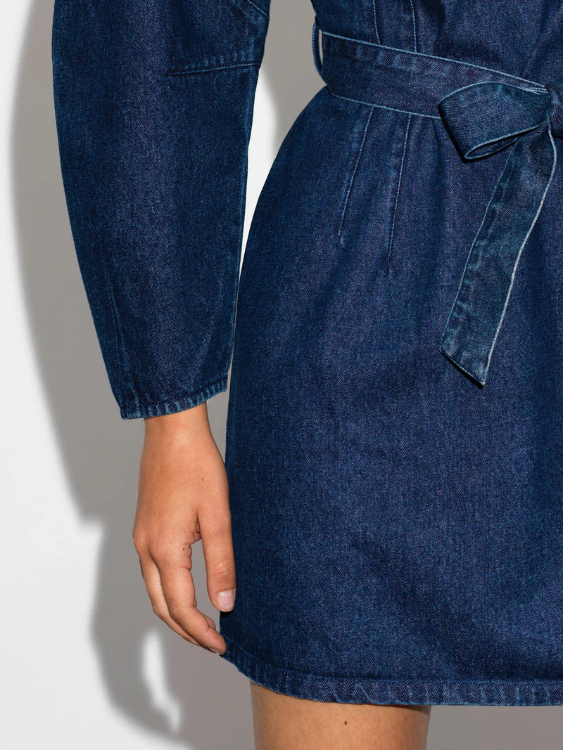 Leighton Denim Banana Sleeve Dress in Dark Indigo