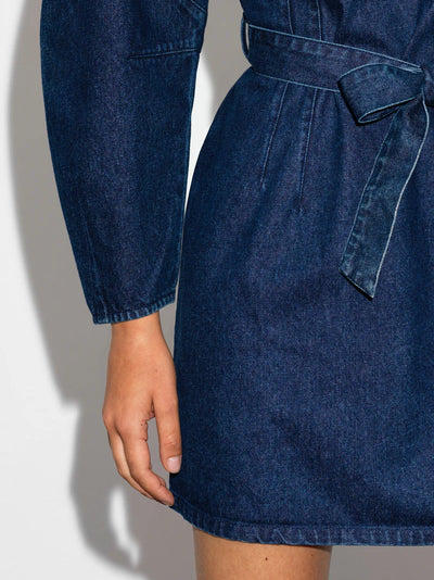 Leighton Denim Banana Sleeve Dress in Dark Indigo