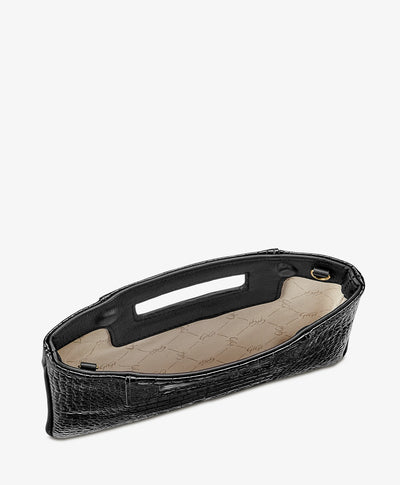 Willa Clutch in Black Embossed Croc Leather