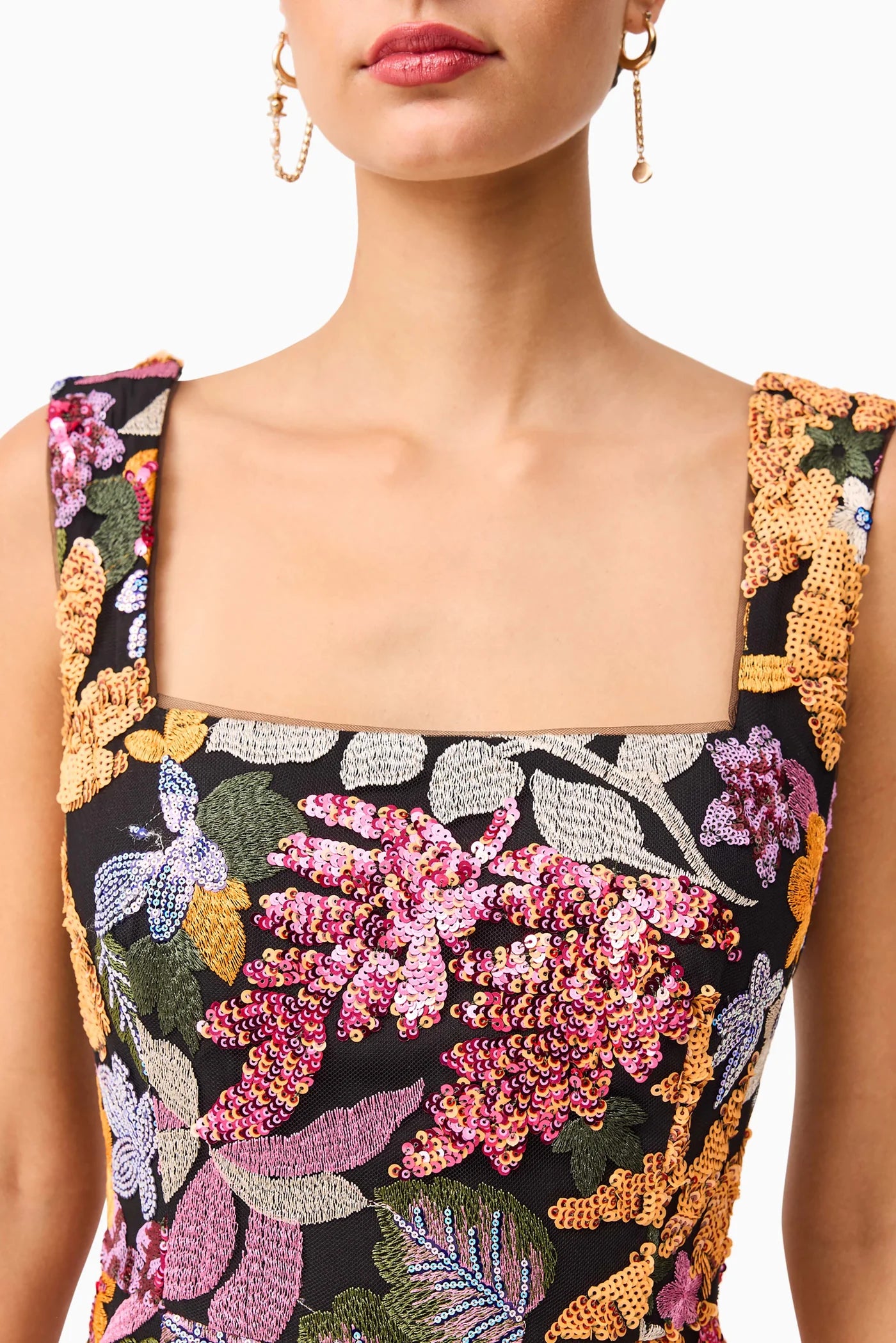 Kiran Party Mini Dress in Black Multi Floral