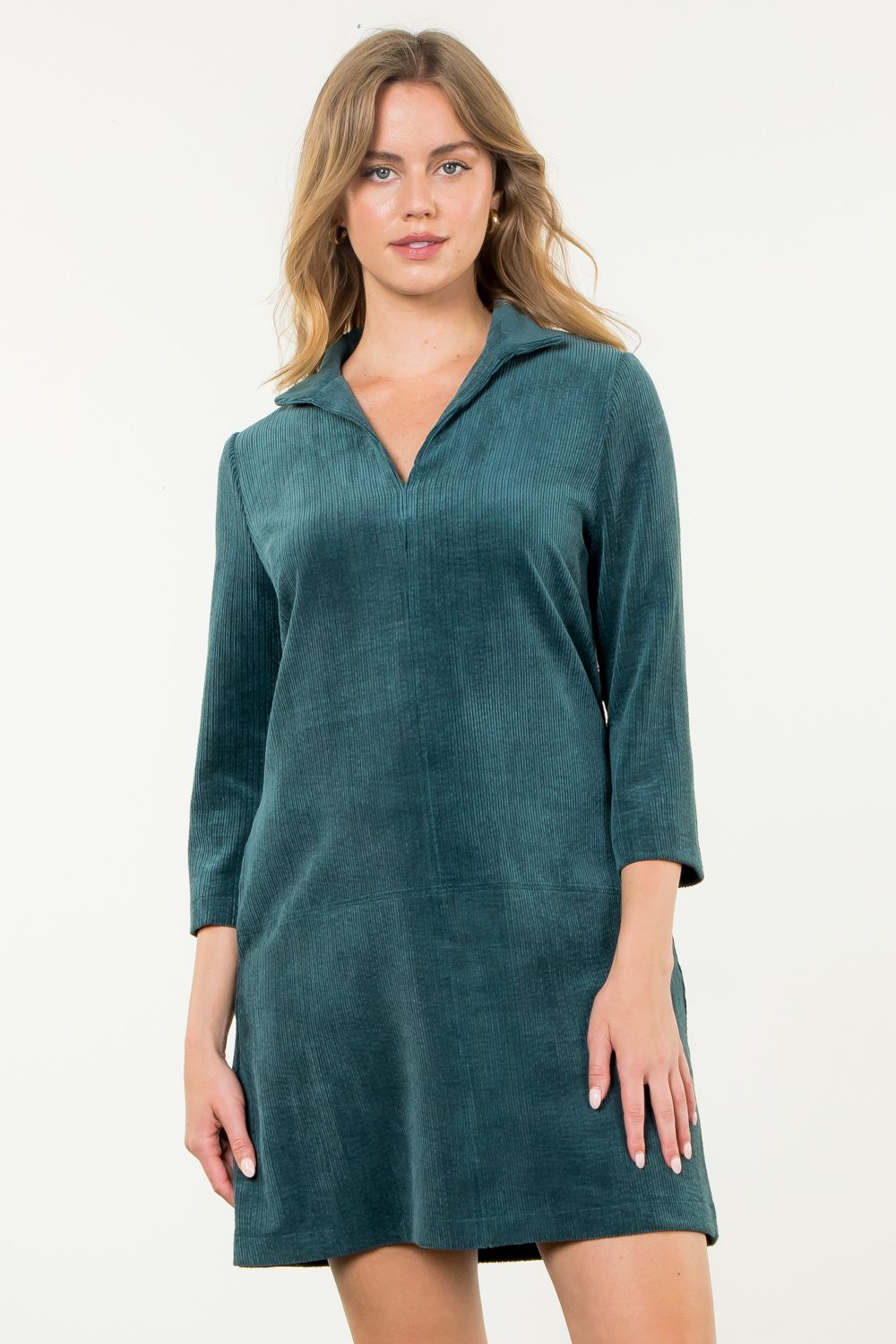 Cordie Corduroy Dress in Teal