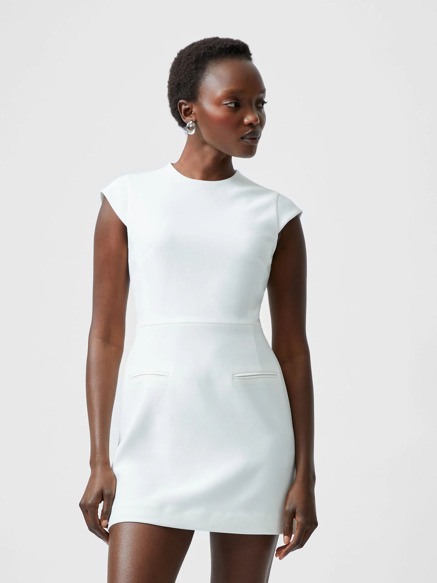 Whisper Mock Neck Mini Dress in Summer White