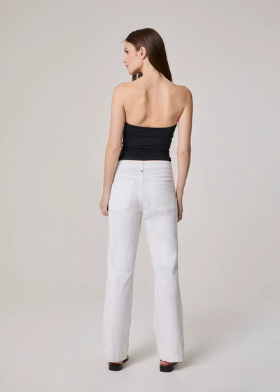 Grant High Rise Long Flare Jeans in Optic White