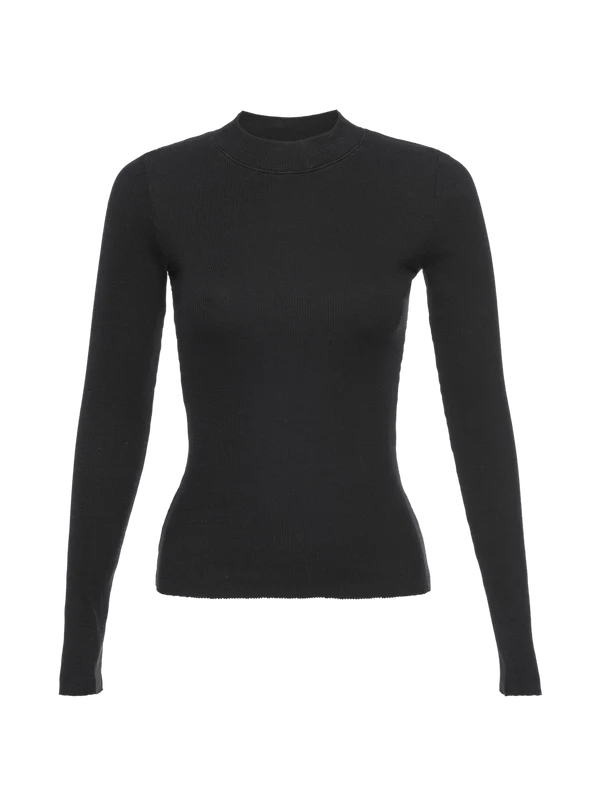 Gina Mock Neck Top in Black